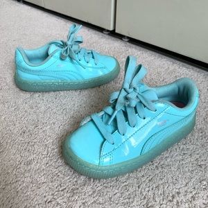 PUMA Basket Patent Iced Glitter Toddler Shoe Sz 10